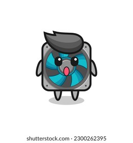 la expresión de asombro de la caricatura del ventilador del ordenador , diseño de estilo lindo para camiseta, pegatina, elemento logo