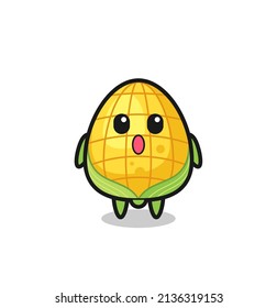 the amazed expression of the corn cartoon , cute style design for t shirt, sticker, logo element