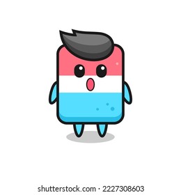 the amazed expression of the eraser cartoon , cute style design for t shirt, sticker, logo element