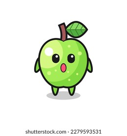 la asombrosa expresión de la caricatura de manzana verde , diseño de estilo lindo para camiseta, pegatina, elemento logo
