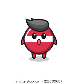 the amazed expression of the latvia flag badge cartoon , cute style design for t shirt, sticker, logo element