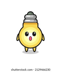 la asombrosa expresión de la caricatura de bombilla, diseño de estilo lindo para camiseta, pegatina, elemento logo