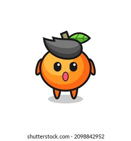 the amazed expression of the mandarin orange cartoon , cute style design for t shirt, sticker, logo element