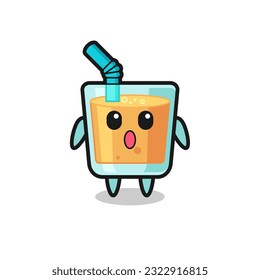 the amazed expression of the orange juice cartoon , cute style design for t shirt, sticker, logo element