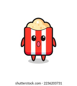 the amazed expression of the popcorn cartoon , cute style design for t shirt, sticker, logo element