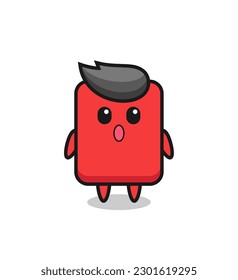 the amazed expression of the red card cartoon , cute style design for t shirt, sticker, logo element