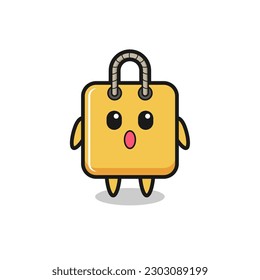 the amazed expression of the shopping bag cartoon , cute style design for t shirt, sticker, logo element
