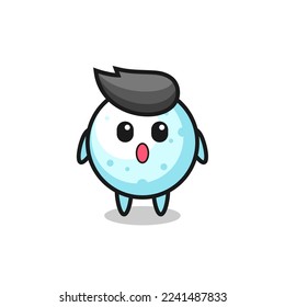 the amazed expression of the snow ball cartoon , cute style design for t shirt, sticker, logo element
