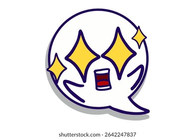 Amazed expression with starry eyes Emoji Bubble Chat Mascot Characters