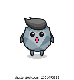 la expresión de asombro de la caricatura de piedra , diseño de estilo lindo para camiseta, pegatina, elemento logo