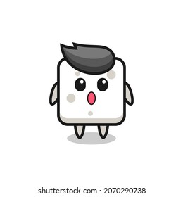 the amazed expression of the sugar cube cartoon , cute style design for t shirt, sticker, logo element