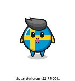 the amazed expression of the sweden flag badge cartoon , cute style design for t shirt, sticker, logo element