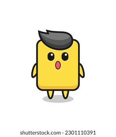 the amazed expression of the yellow card cartoon , cute style design for t shirt, sticker, logo element