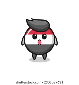 the amazed expression of the yemen flag badge cartoon , cute style design for t shirt, sticker, logo element