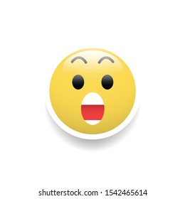 Amazed face emoticon,Vector and Illustration.