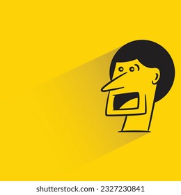 amazed face with shadow on yellow background