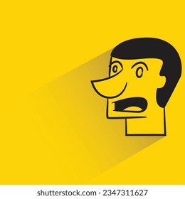 amazed face with shadow on yellow background