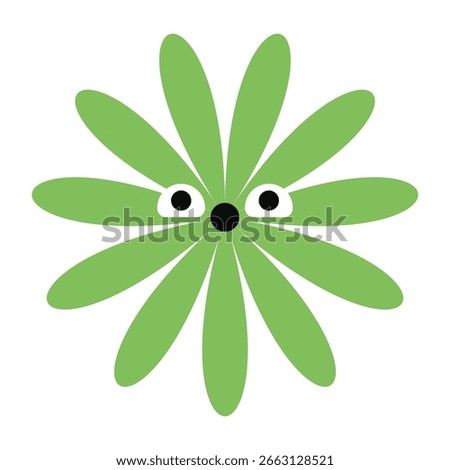 Amazed flower character with an astonished expression. Modern, decorative illustration blending nature with emotion.