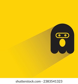 amazed ghost emoji with shadow on yellow background