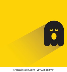 emoji fantasma asombrado con sombra sobre fondo amarillo
