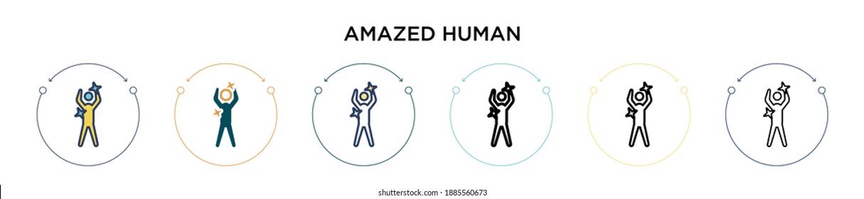 Amazed human icon in filled, thin line, outline and stroke style. Vector illustration of two colored and black amazed human vector icons designs can be used for mobile, ui, web