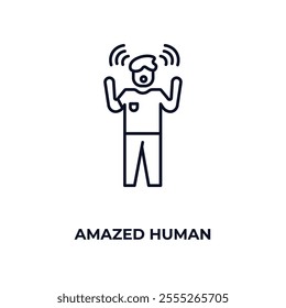 amazed human outline icon. Linear vector from feelings concept. Thin line amazed human icon isolated on white background