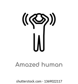 amazed human vector line icon. Simple element illustration. amazed human outline icon from feelings concept. Can be used for web and mobile