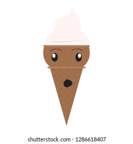 Amazed ice cream cone. Vector illustration design