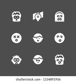 amazed icon. 9 amazed set with shocked, surprised, pin and dazed vector icons for web and mobile app