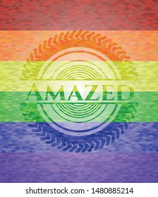Amazed lgbt colors emblem. Vector Illustration. Mosaic.