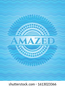 Amazed light blue water wave badge background. Vector Illustration. Detailed.