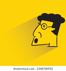 amazed man with shadow on yellow background