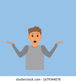 Amazed man with something. People character vector illustration flat design