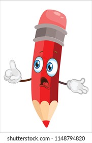 amazed pencil character cartoon vector