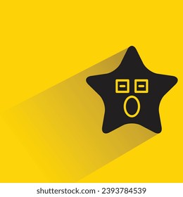 amazed star emoji with shadow on yellow background