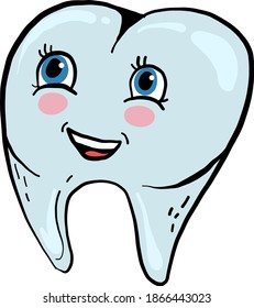 Amazed tooth, illustration, vector on white background.