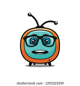 Amazed TV symbol in glasses - vector icon