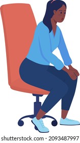 Amazed woman sitting in chair semi flat color vector character. Full body person on white. Surprised and shocked mother isolated modern cartoon style illustration for graphic design and animation