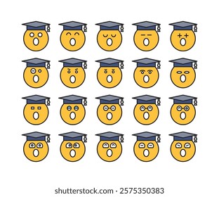 amazed and yawning student emoji set