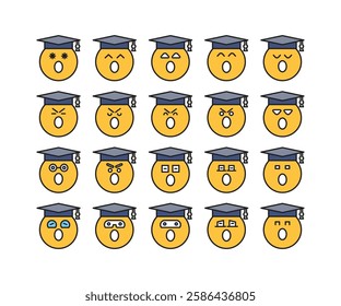 amazed and yawning student emoji set