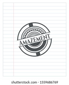 Amazement emblem drawn in pencil. Vector Illustration. Detailed.