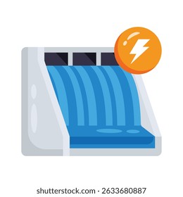 Un asombroso icono 2d que representa el sistema hidroeléctrico