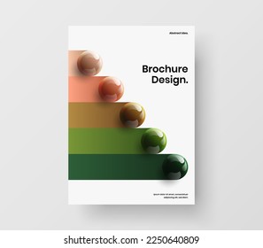 Amazing 3D balls banner layout. Geometric booklet A4 design vector concept.