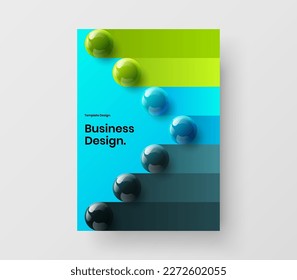 Amazing 3D balls company brochure illustration. Isolated journal cover vector design concept.