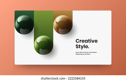Amazing 3D balls company cover template. Colorful booklet design vector concept.