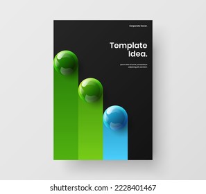 Amazing 3D balls pamphlet layout. Clean company identity design vector template.