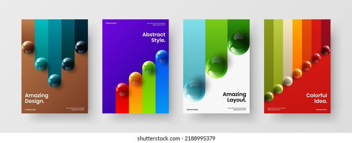 Amazing 3D balls placard layout composition. Colorful front page vector design illustration bundle.