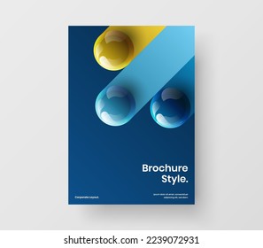 Amazing 3D balls placard template. Colorful brochure A4 design vector layout.