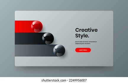 Amazing 3D balls postcard template. Premium magazine cover vector design layout.