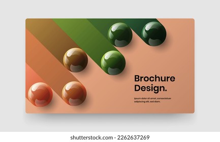 Impresionante diseño de presentación de bolas 3D. Concepto vectorial de diseño de portada de revista multicolor.